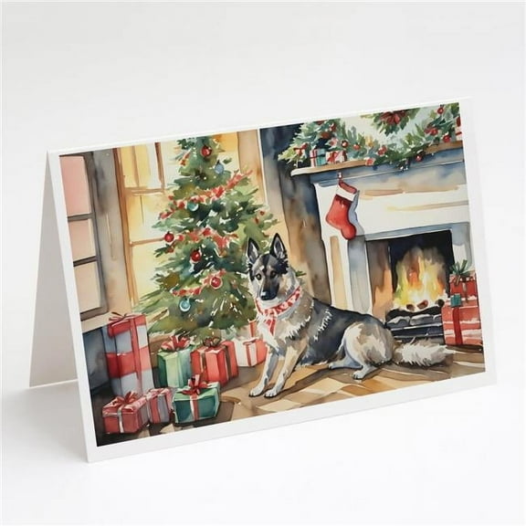 Norwegian Elkhound Cozy Christmas Greeting Cards Pack of 8 7 in x 5 in