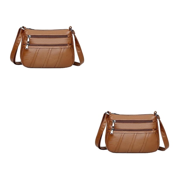 Bolso cruzado Qarigey para mujer bandolera de cuero PU correa larga Marrón 2Conjunto