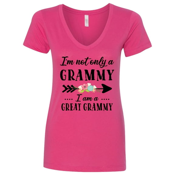 Inktastic I'm Not Only a Grammy I'm a Great Grammy with Flowers Women's V-Neck T-Shirt