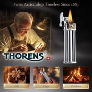Mini Unique Vintage Soft-Flame Brass Kerosene Lighter, Refillable, Portable, Flip-Top & Side-Slide, Grinding Wheel, Electroplated Chrome Color, Creative, Gift for Men, Thorens Three-Section Stick