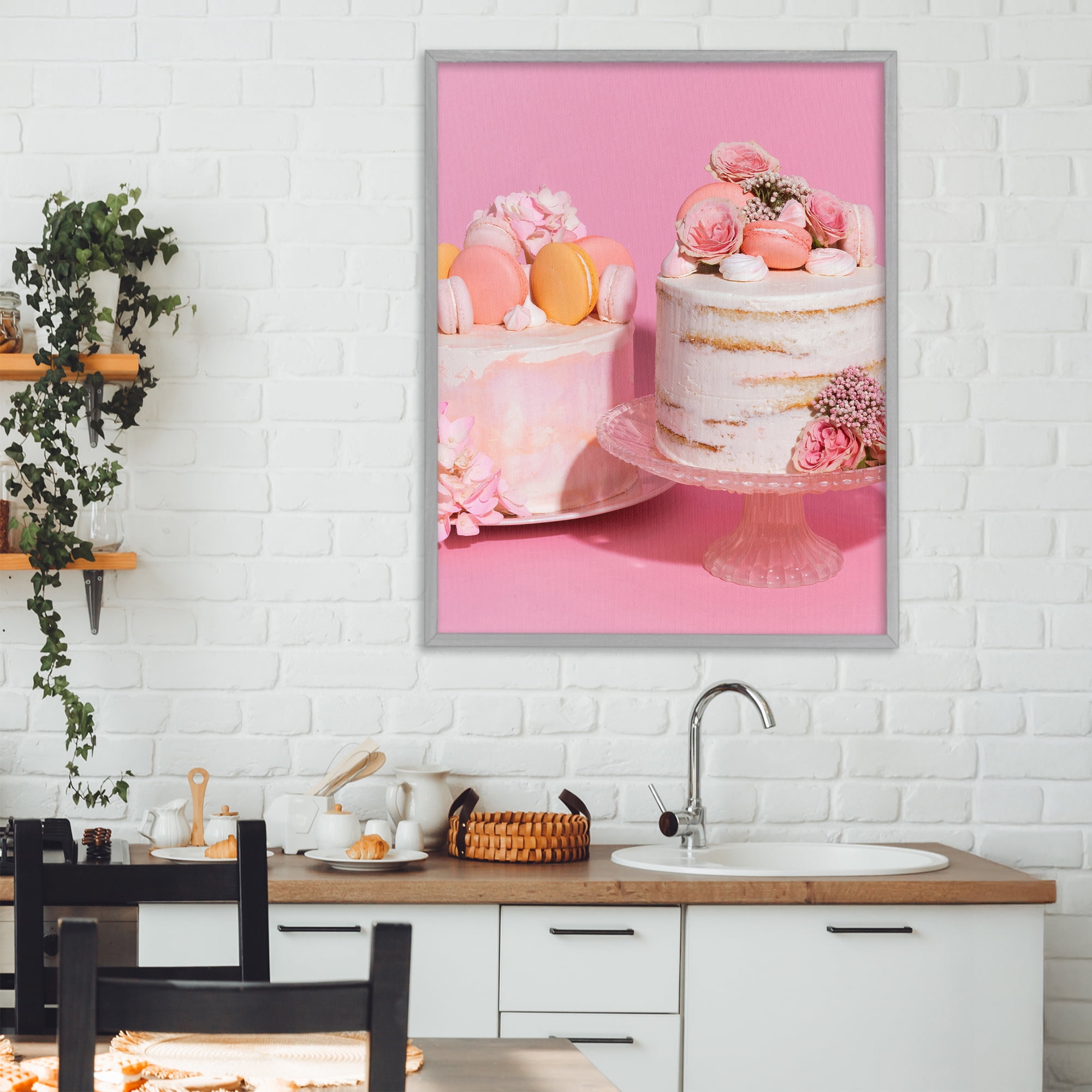 Stupell Industries Pink Pastel Macaroon Cakes Gray Framed Giclee Art, design by LISH Creative