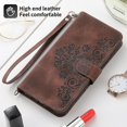 thumbnail image 5 of Flower Embossed Leather Wallet Case Compatible Samsung Galaxy S23 Ultra/s23 Plus/s23 With Wrist Strap, 5 of 5