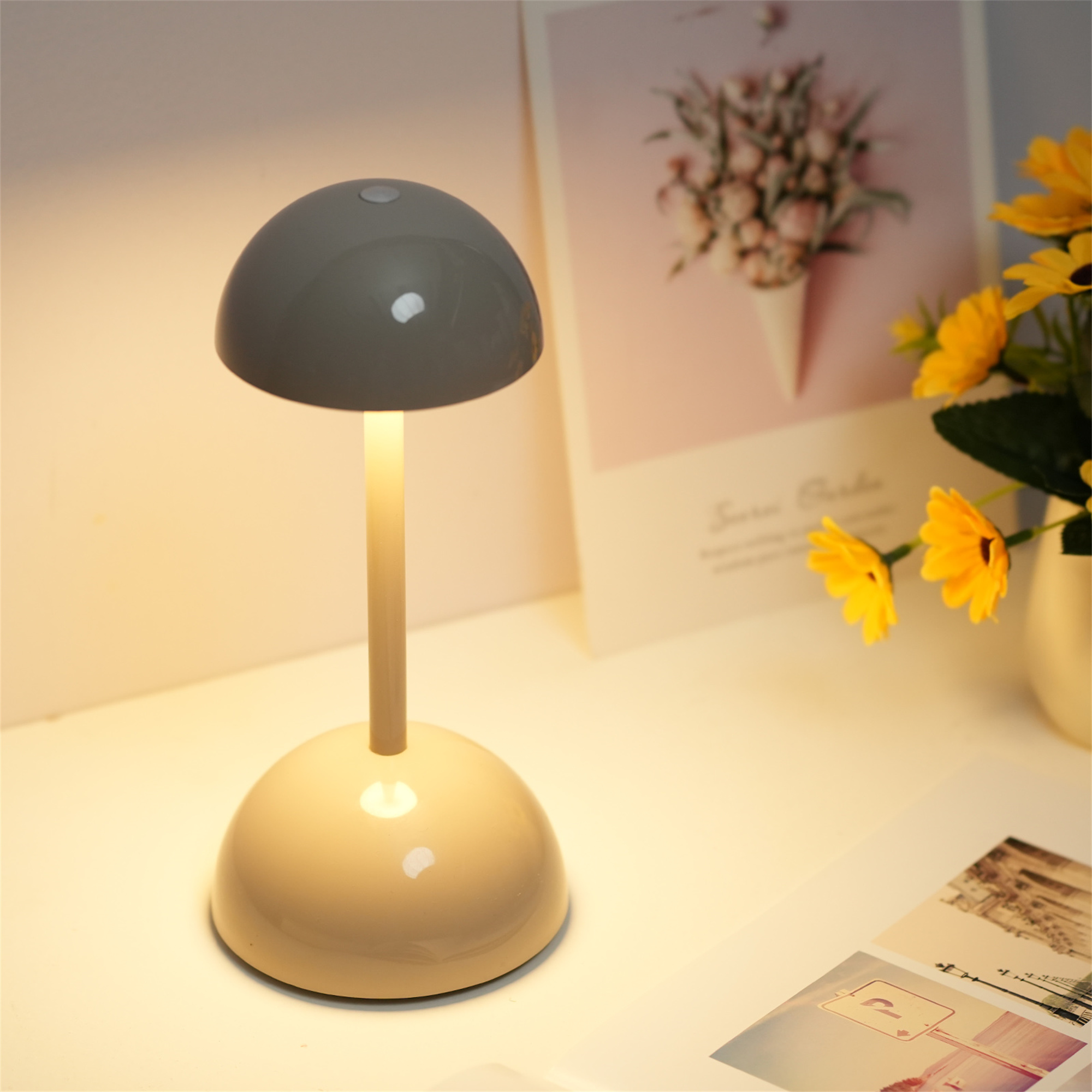 Touch Sensor Table Lamp, Modern Mushroom Desk Lamp LED Touch Dimmable ...