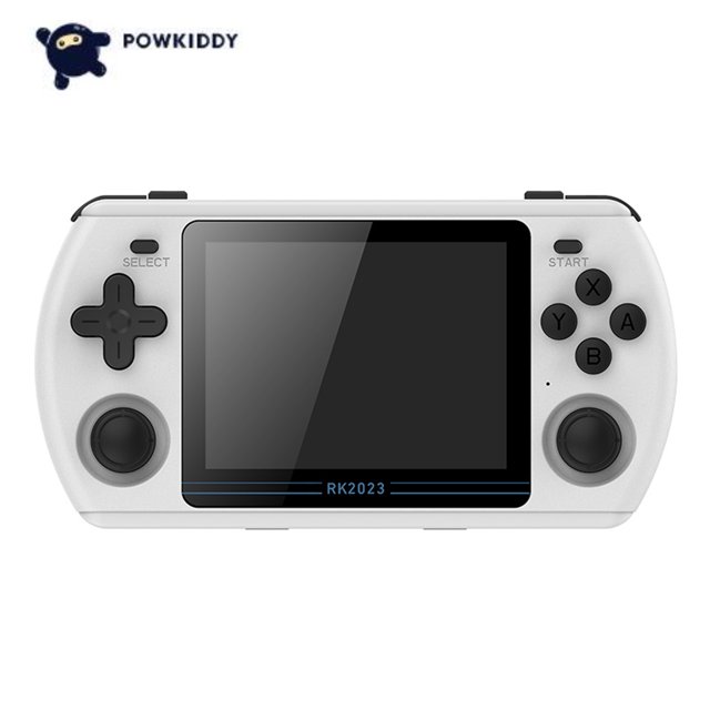 Powkiddy Consola de juego, pantalla abierta de 64 bits 3d Consola de 3d Endurance pantalla de doble reproducción Consola de 64 bits Endurance Consola de mano de 3,5 pulgadas