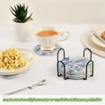 thumbnail image 6 of 6 Pcs Drink Coasters Sets with Holder Pads Cotton Cup Heat-Resistant Hot Mats for Table Protection Butterfly in Lavenders, 6 of 7