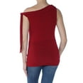 thumbnail image 2 of MAX STUDIO $58 Womens New 1173 Red Shoulder Tie Boat Neck Top S B+B, 2 of 2