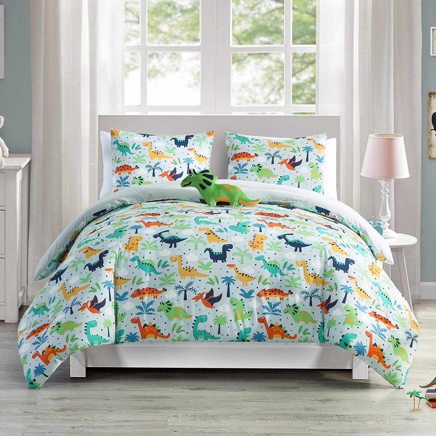 Chezmoi Collection 4Piece Kids Soft Microfiber Printed Dinosaurs