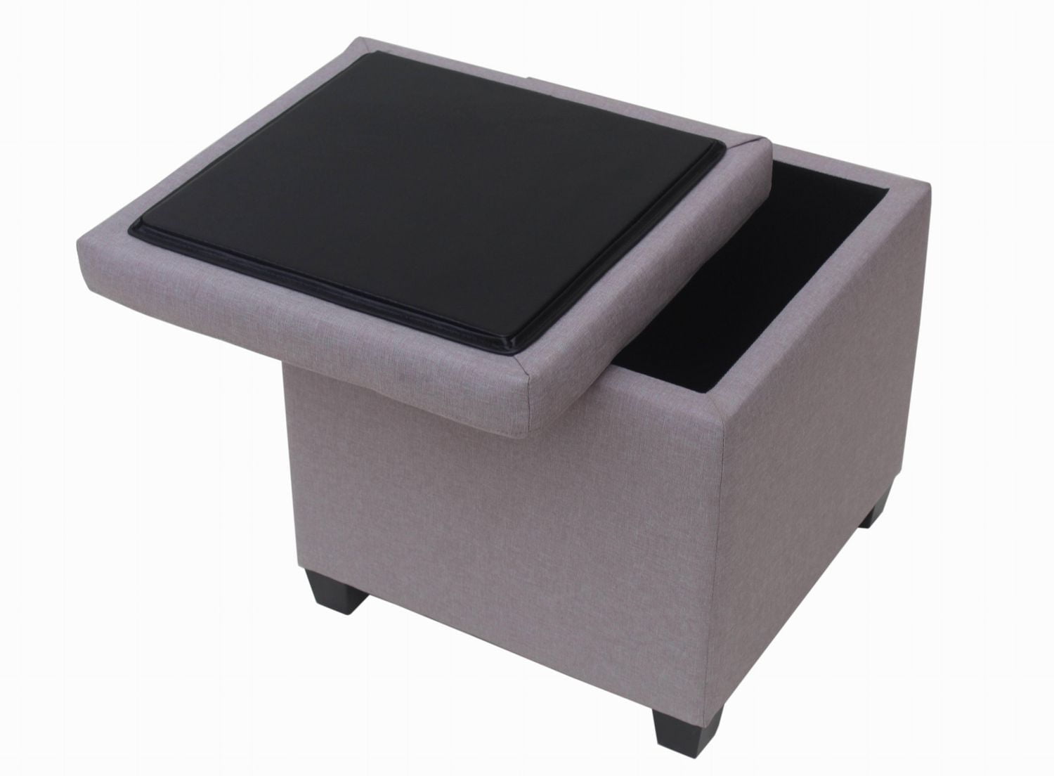 hometrends Faux Linen Storage Ottoman