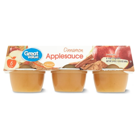Great Value Cinnamon Applesauce Cups 4 oz 6 Count