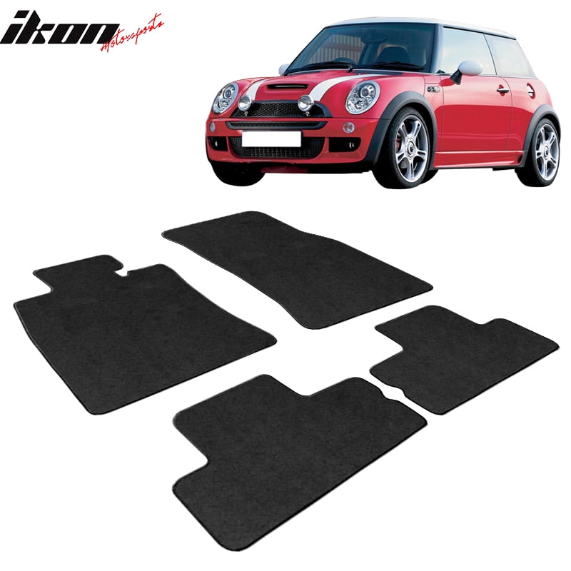 Compatible with 0206 Mini Cooper OE Factory Style Black Nylon Carpet Car Floor Mats Front Rear