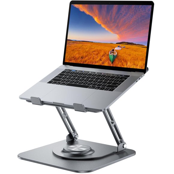 Laptop Stand for Desk, Adjustable Computer Stand with 360° Rotating Base, Ergonomic Laptop Riser for Collaborative Work, Folda