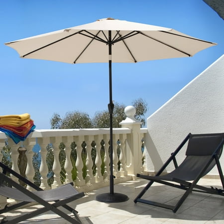 Nuu Garden 8 ft Outdoor Aluminum Patio Umbrella, Outdoor Table Umbrella with 8 Sturdy Ribs Patio Umbrella with Push Button Tilt and Crank