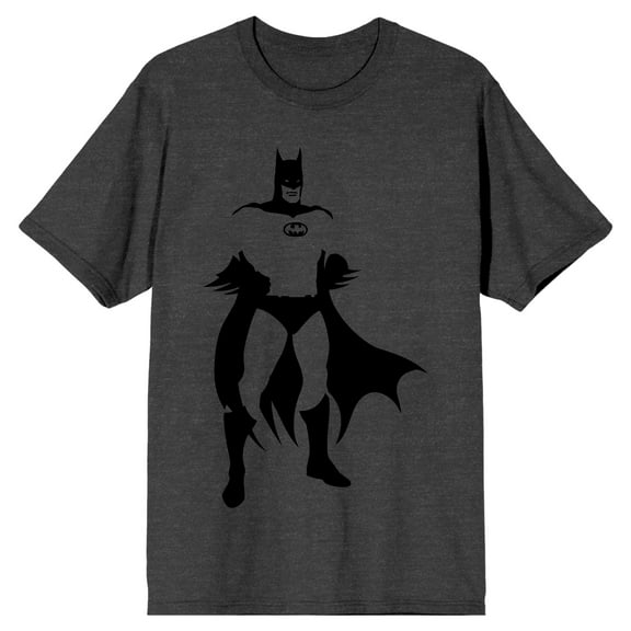 Batman Caped Crusader Silhouette Men's Charcoal Heather T-shirt-XXL
