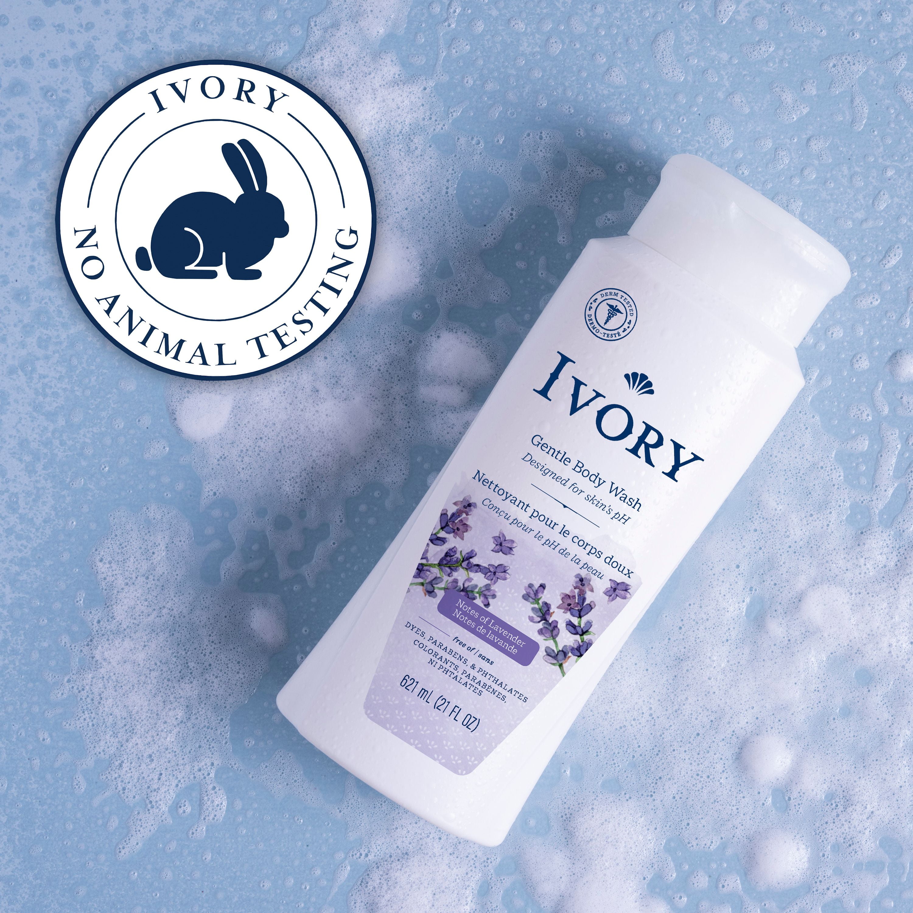 Ivory Mild & Gentle Body Wash, Lavender Scent, 621ML
