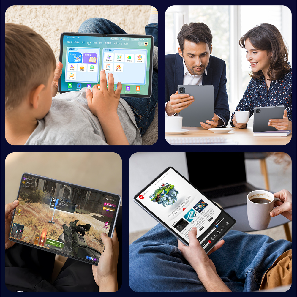 Tablet HYYUO 10.1" Android 15, 12GB RAM 128GB ROM expandible a 128GB, WiFi 6 BT5.4, carga rápida, doble cámara, pantalla IPS, gris azulado 8