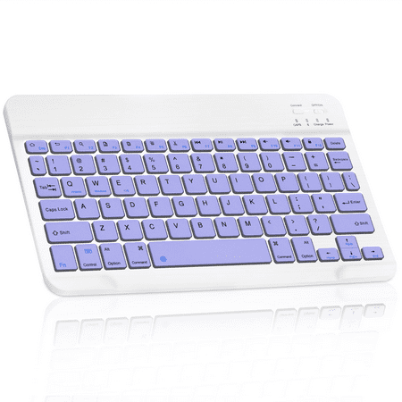 Ultra-Slim Bluetooth rechargeable Keyboard for Samsung Galaxy Tab S8 and all Bluetooth Enabled iPads, iPhones, Android Tablets, Smartphones, Windows pc - Violet Purple