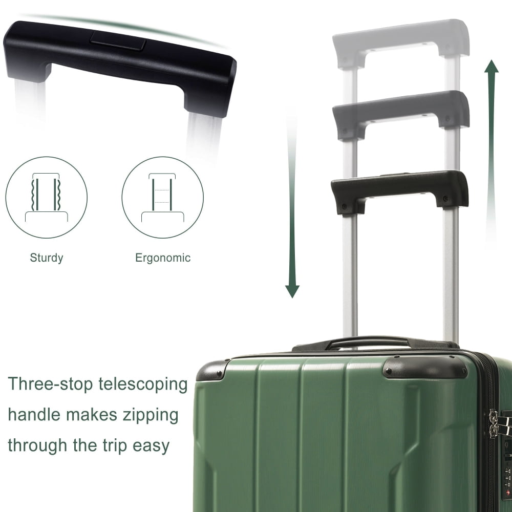 20-Inch Hardshell Carry-On Luggage, Lightweight ABS Suitcase with Spinner Wheels, TSA Lock & Packing Cubes