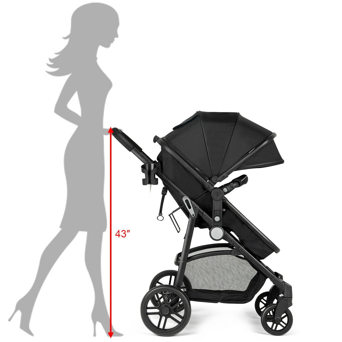 Infans 2 In 1 Foldable Baby Stroller Kids Travel Newborn Infant Buggy Pushchair Black