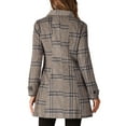 thumbnail image 3 of INSPIRE CHIC Women's Peter Pan Collar Single Breasted Winter Overcoat XS Khaki Plaid, 3 of 6