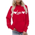 thumbnail image 6 of Valentines Day Hoodies for Women Casual Loose Pullover Sweatshirts Long Sleeve Red Sweater Tops with Pockets, M, 6 of 7