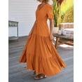 thumbnail image 4 of 2024 early spring new V-neck button drawstring hem slit short-sleeved dress, 4 of 5