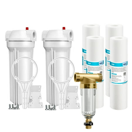 

10 Inch Whole House Water Filter Housing System Sediment Replacement Cartridge DC3+2* Housing+4* PP Filter