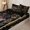 thumbnail image 3 of Homewish Green Camo Us Flag Wolf Print Zipper Twin Comforter Sets with Fitted Sheet and 2 Pillowcases,Patriotic Wildlife Zipper Bedding Set For Men And Women,Reversible,4-Piece, 3 of 7