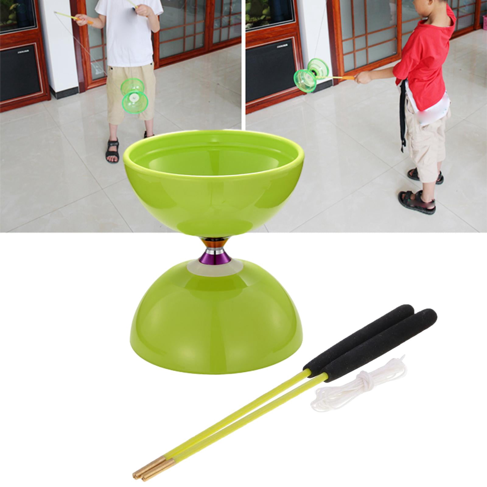 F Fityle Diabolo Professionnel 3 Roulements – LED, Caoutchouc, Bâtons Et Cordes Inclus, Anti-chute, Vert, Débutant