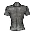 thumbnail image 5 of Fozruso Womens Mesh Short Sleeve Layering Top Neck Dot Embroidery Sheer See Through Tee Shirt Blouse, 5 of 5
