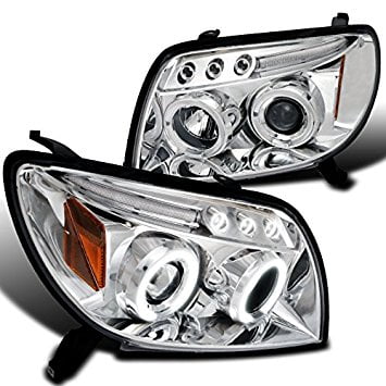Spec-D Tuning 2LHP-4RUN03-TM Toyota 4Runner Chrome Clear Halo Led Projector Headlights