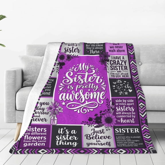 Sister Throw Blanket, Birthday Gift Throw Blanket for Sister, Soft Flannel Cozy Blanket, Sister Gifts for Women Christmas 50x40