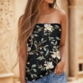 thumbnail image 2 of Women Summer Tops Women Casual Vacation Holiday Printing Bandeau Strapless Tank Sleeveless Summer Top Camisole Juniors Camisole Sleeping Bra Tops for with Support Blank for Printing Button Black S, 2 of 5