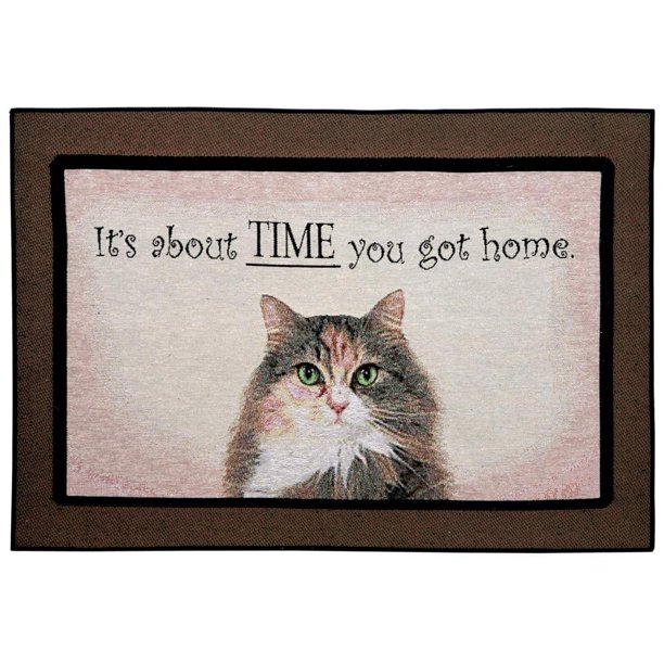 Funny Doormat It's About Time You Got Home Cat Rug