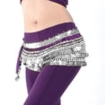 thumbnail image 2 of BellyLady Belly Dance Hip Scarf, Multi-Row Silver Coin Dance Skirt, Gift Idea-Purple, 2 of 2