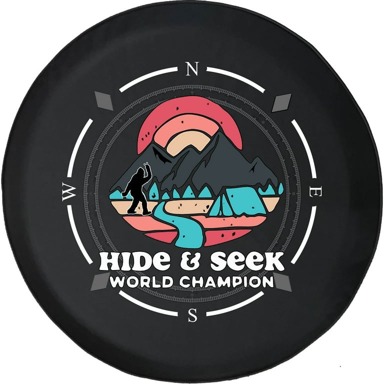 Spare Tire Cover Compass Hide and Seek World Champion Bigfoot Wheel Covers  Fit for SUV accessories Trailer RV Accessories and Many Vehicles 