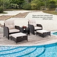 thumbnail image 4 of Costway Ensemble de Conversation de Patio 5 Pcs avec 2 Chaises 2 Ottomans & 1 Table Basse pour Jardin Beige, 4 of 10