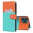 thumbnail image 4 of Allytech Wallet Case for iPhone 13 Pro Max with Cute Cartoon Pattern, 3 Card Slots + 1 Cash Slot + Wrist Strap, Premium PU Leather Stand Magnetic Clasp Shockproof Protective Case, Skyblue, 4 of 8