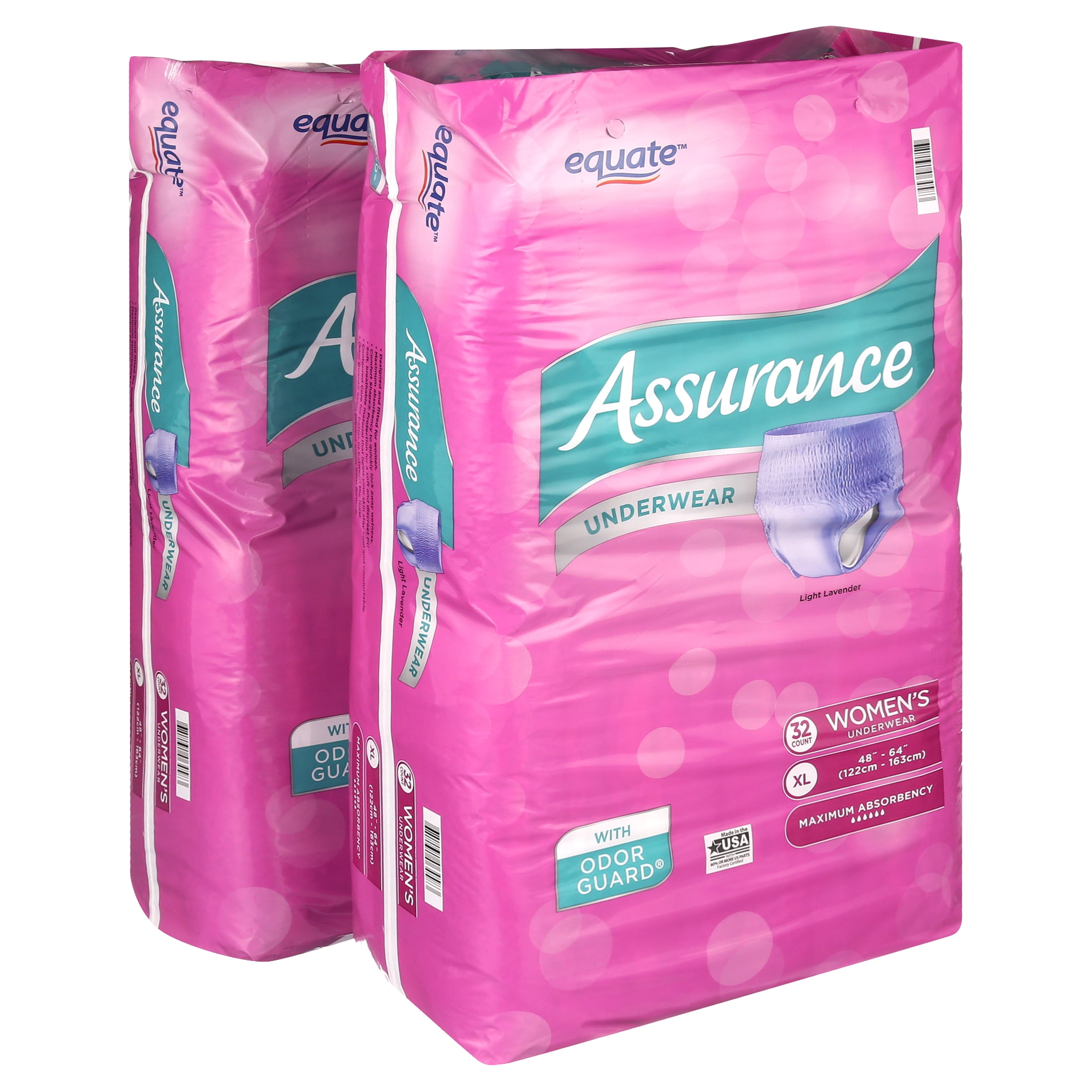 Assurance Incontinence Underwear for Women, Maximum, Size XL, 64 Count