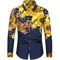 thumbnail image 1 of Camisas para hombre blusas con puños y estampado floral ropa de uso diario para vacaciones de manga larga con botones camisas de diseño de moda retro, 1 of 6