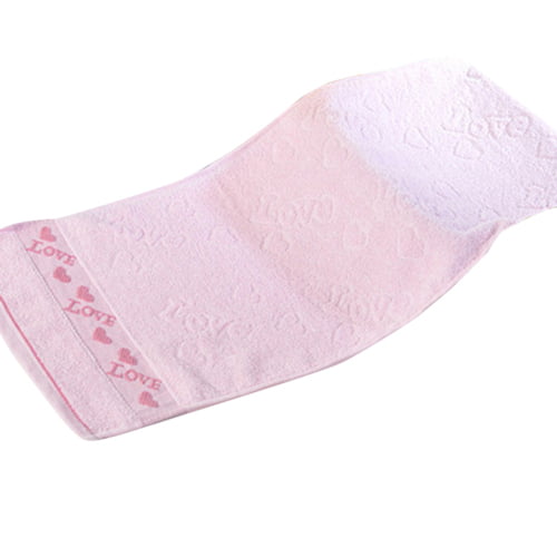 HEVIRGO Soft Heart Love Letter Towel Thick Water Absorption Bath Face Hand  Washcloth, Pink