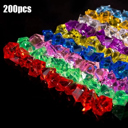 BESTSKY 200Pcs Multicolored Fake Crushed Ice Rock Plastic Gems Jewels Acrylic Ice Rock Crystals Treasure Fake Diamonds Plastic Ice Cubes for Kids Toy Decoration Wedding Display Vase Fillers Crafts