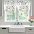thumbnail image 4 of Spring Floral Pig Balloon Curtains for Living Room/French Door, Weeping Flowers Leaves Farmhouse Watercolor Tie Up Curtains 63 Inch Length Energy Saving Kitchen Curtains Shades for Windows 42"x63", 4 of 8