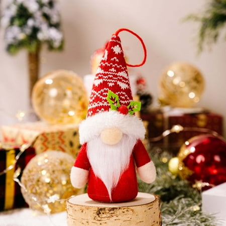 

WMYBD Gifts New Christmas Decorations With Lights Stars Striped Hats Knitted Small Pendant Forest Old Man Dwarf Pendant Hot