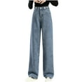 thumbnail image 3 of Meichang Fleece Lined Denim Pant Women High Waisted Straight Leg Wide Leg Pant Jeans Winter Thermal Warm Denim Pants, 3 of 6
