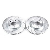 Power Stop Front Pair of Drilled and Slotted Brake Rotors JBR1538XPR Fits 2019 Nissan Sentra