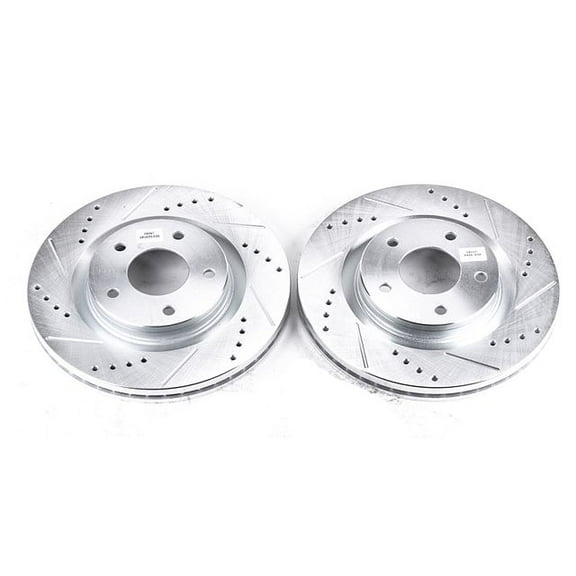 Power Stop Front Pair of Drilled and Slotted Brake Rotors JBR1538XPR Fits 2019 Nissan Sentra