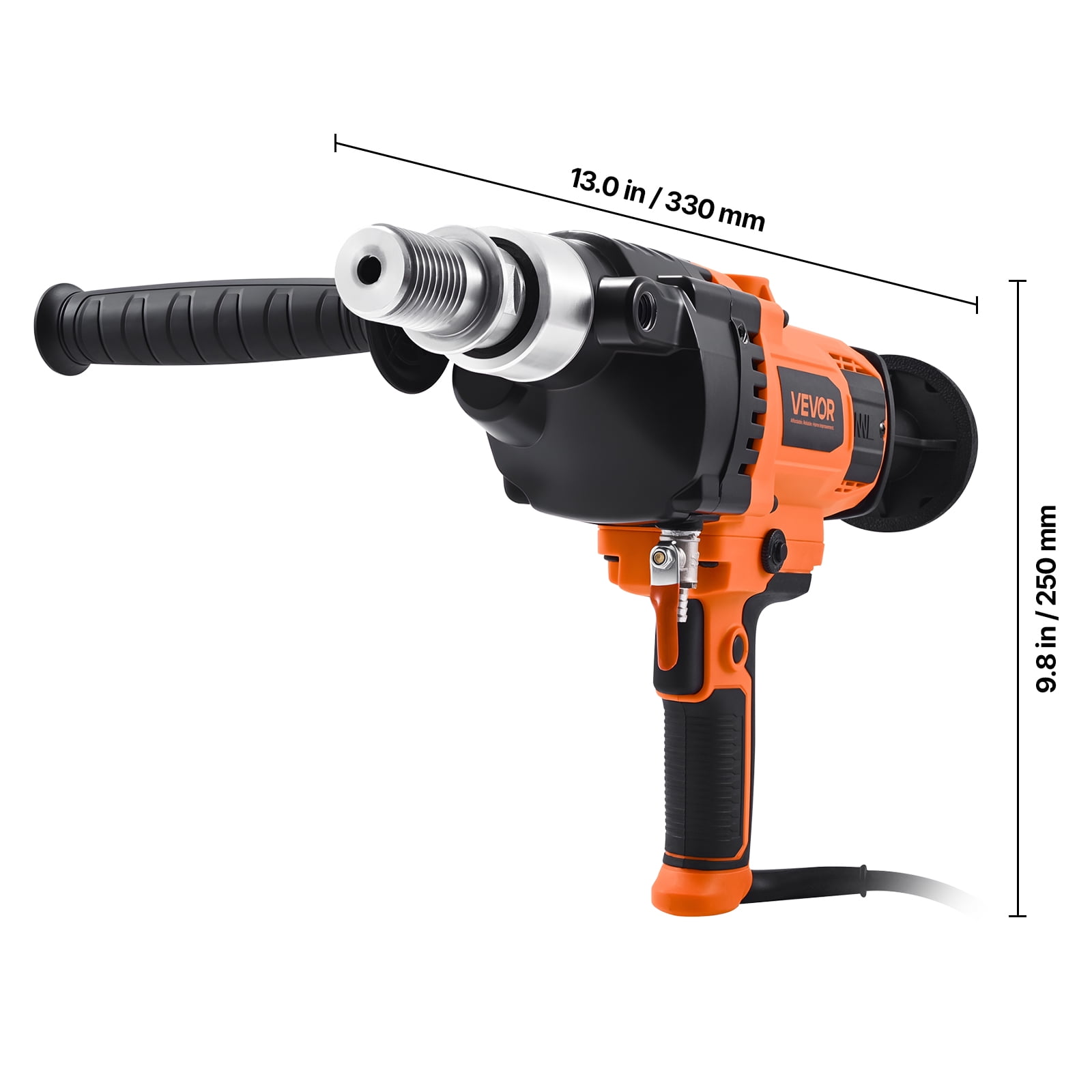 VEVOR Diamond Core Drilling Machine, 0.8-6.3 in Drilling Diameter, Handheld Dry and Wet Concrete Core Drill Rig with 4 Drill Bits, 0-1800RPM Variable Speed, UNC1 1/4-7, for Concrete Brick Stone,2000W