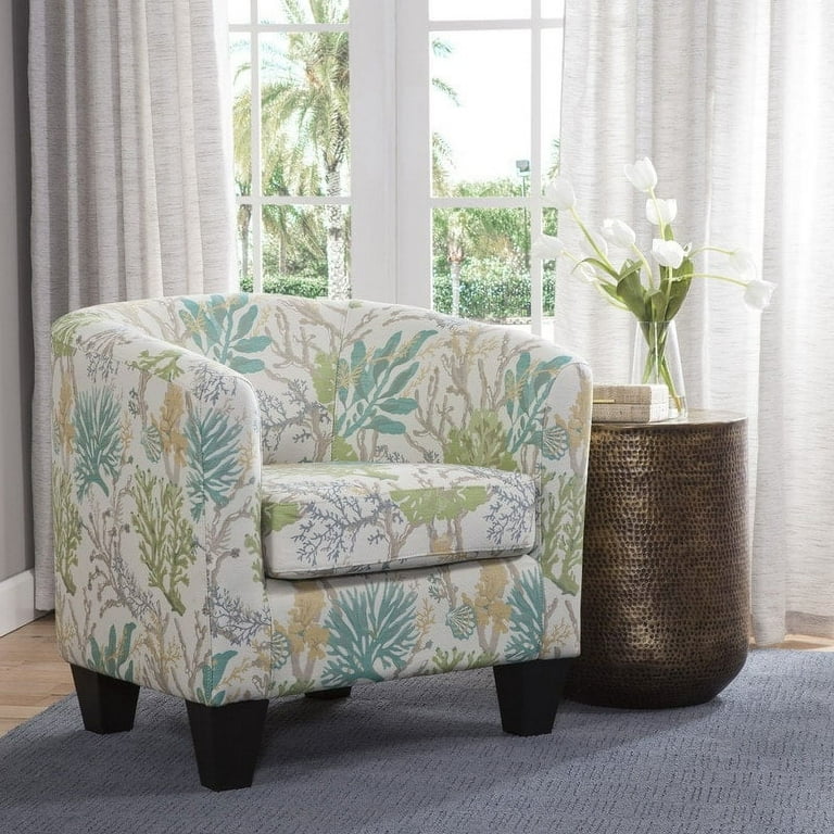 Grafton Home Enzo Upholstered Accent Barrel Chair Wonderland Grey and Aqua