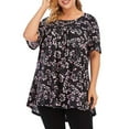 thumbnail image 3 of Pompotops T-Shirt Plissé à Manches Courtes Col Rond Grande Taille pour Femmes, 3 of 6