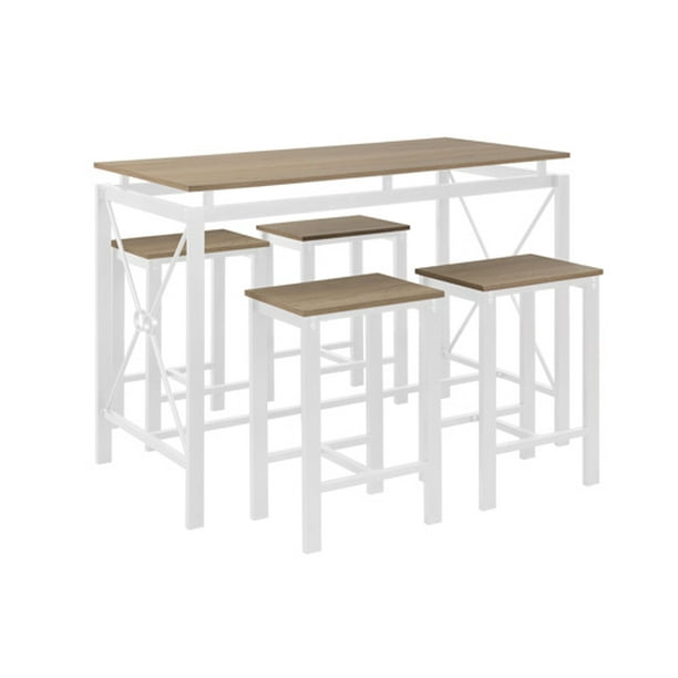 Dining Table Set For 4 People 5 Piece Bar Vintage Rectangular Counter Height With Chairs Breakfast Bistro Stool White Metal Legs B1388 Com Dining Stool Bar Chairs, White Counter Height Dining Chairs Set Of 4
